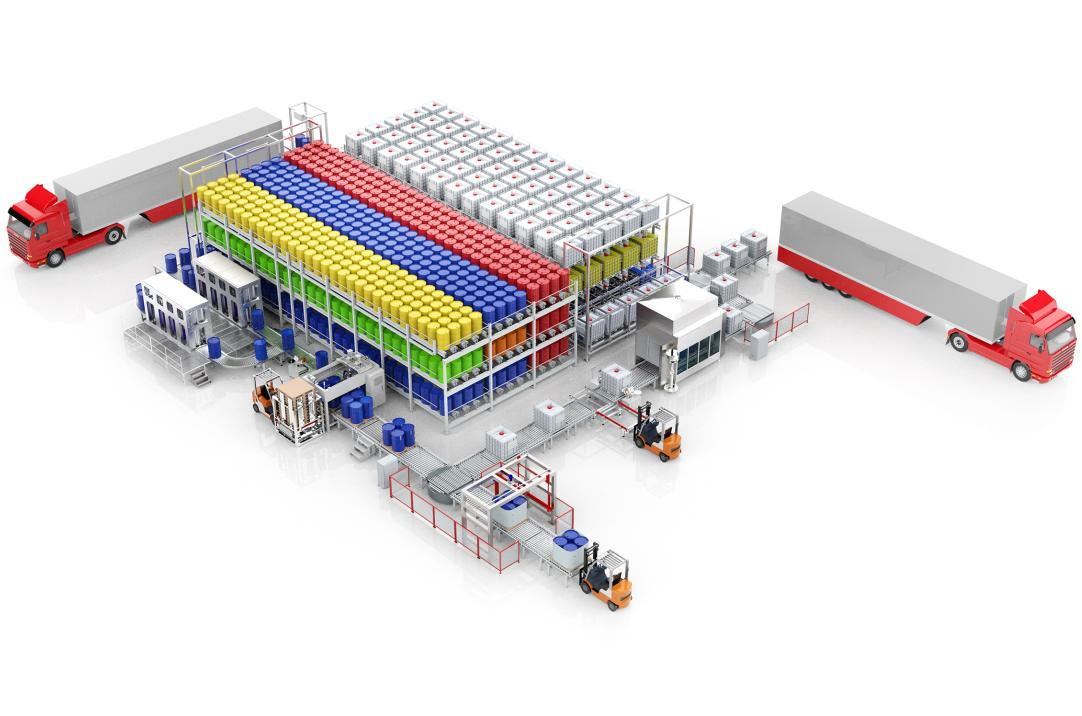 200L/IBC全自動(dòng)灌裝線+桶庫